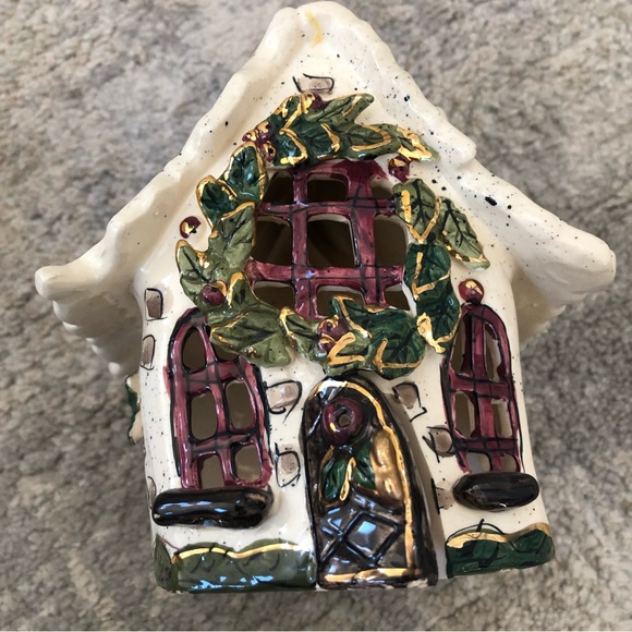 Blue Sky Clayworks “Holly Berry House” 2001 Heather Goldminc Tea Light No Base - Picture 10 of 14